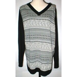 New NWT $290 Womens Max Mara Marina Rinaldi Sport Sweater L Black White Wool LS